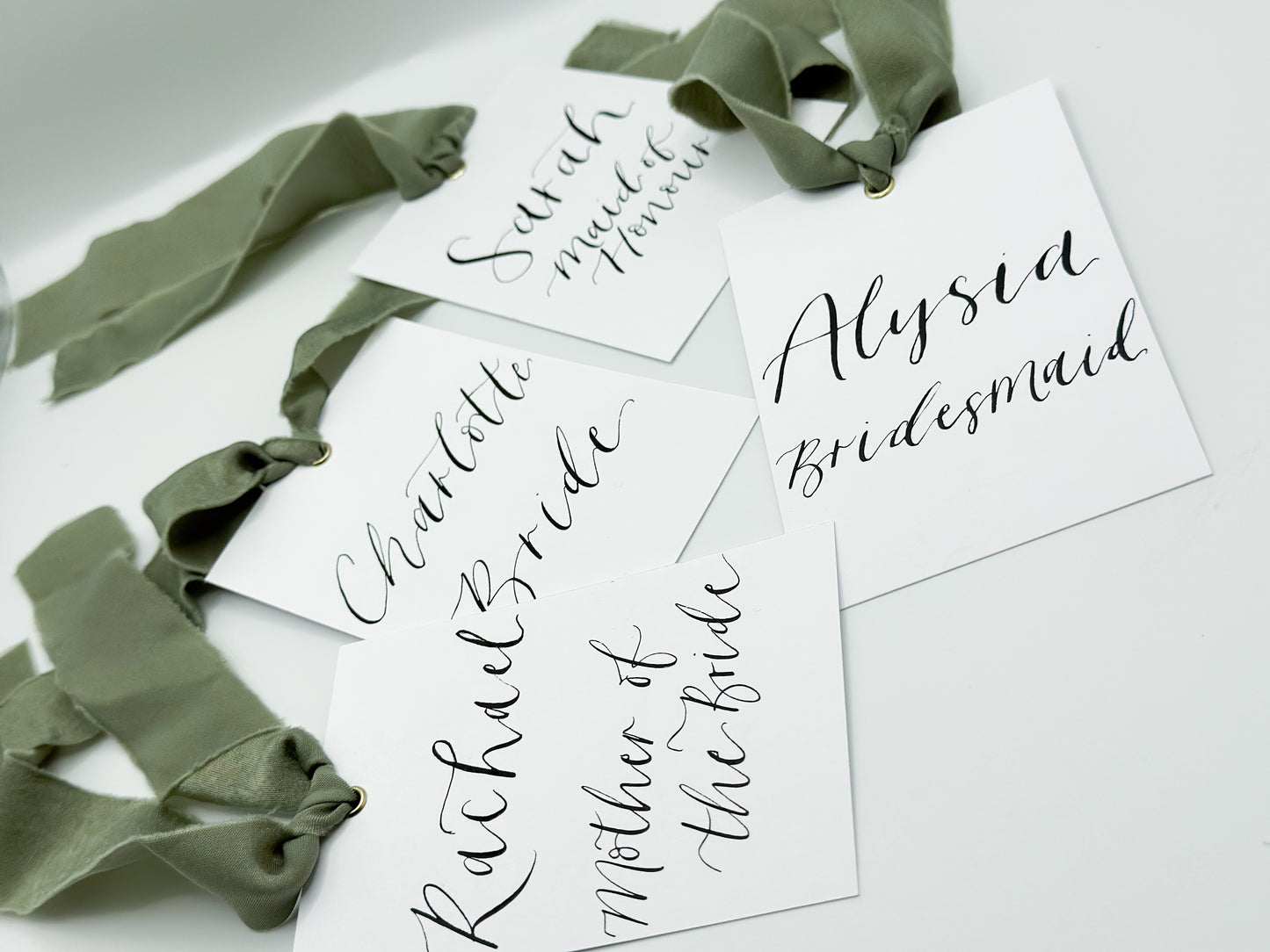 White Card with Ribbon | Calligraphy Wedding Dress Hanger Sign | Reserved Sign