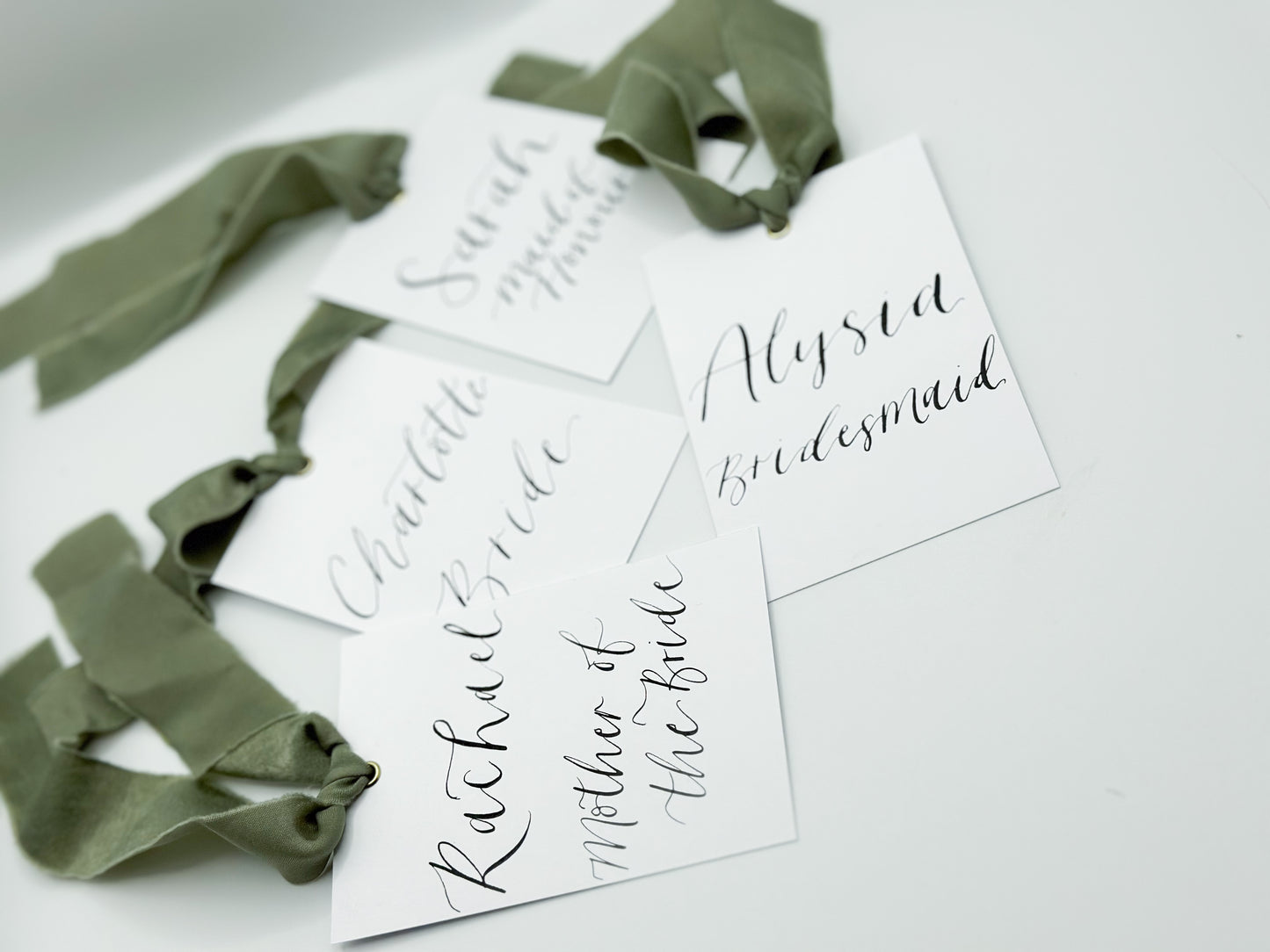 White Card with Ribbon | Calligraphy Wedding Dress Hanger Sign | Reserved Sign