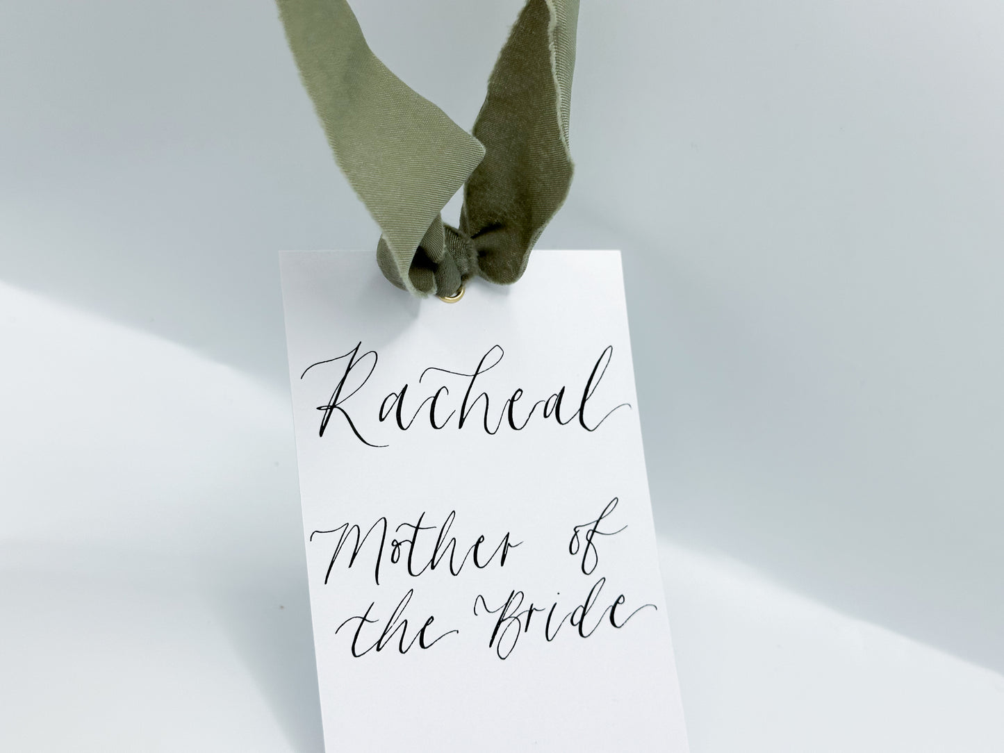 White Card with Ribbon | Calligraphy Wedding Dress Hanger Sign | Reserved Sign