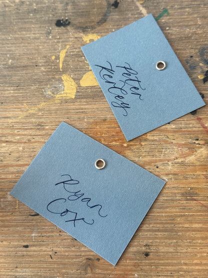 Add Your Own Ribbon Tall Wedding Place Cards | Personalised Calligraphy Name Cards