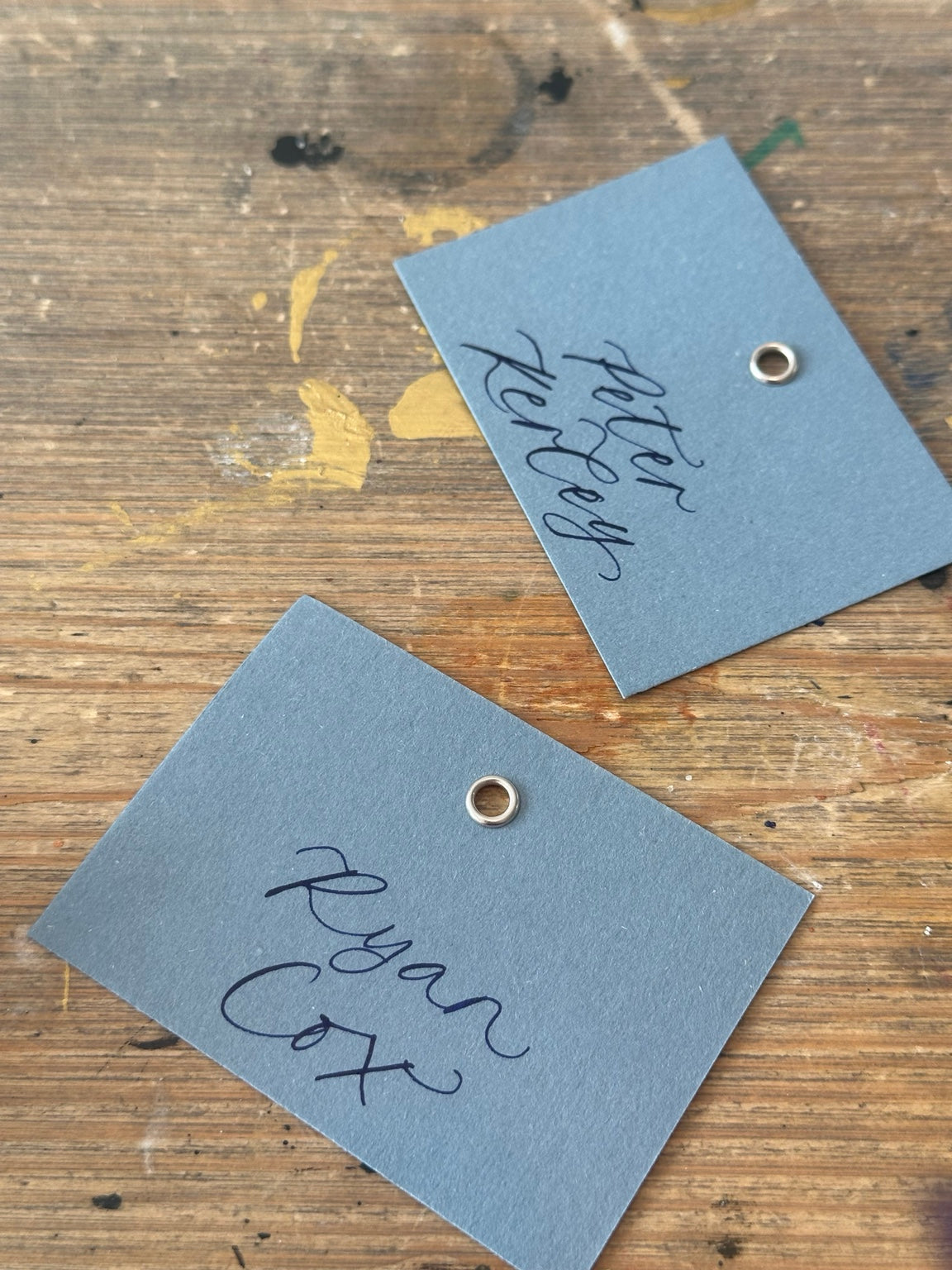 Add Your Own Ribbon Tall Wedding Place Cards | Personalised Calligraphy Name Cards