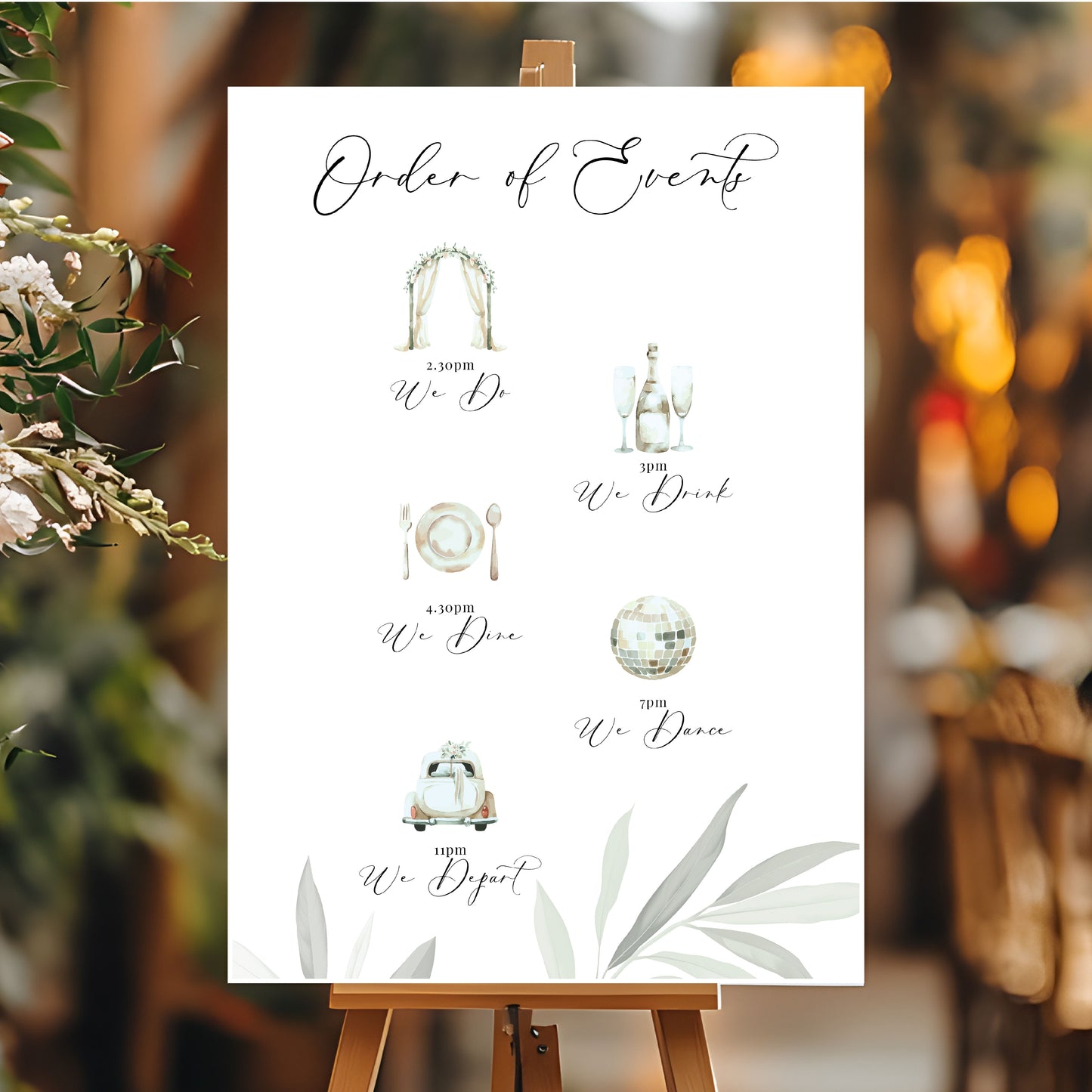 Wedding Order of the Day | Foam Board Order of Events | A1 A2 A3 Personalised Wedding Timeline Sign