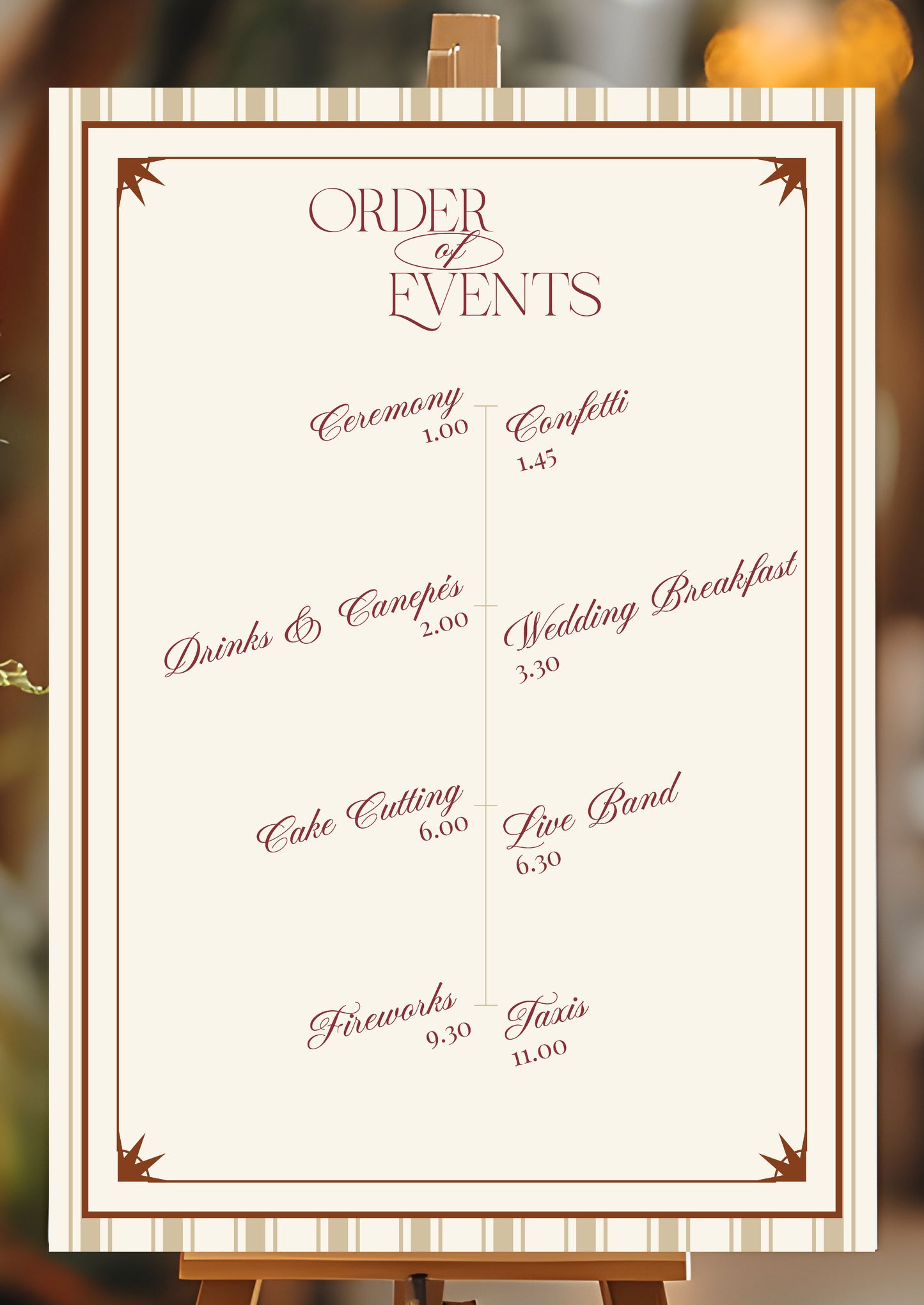 Wedding Order of the Day | Foam Board Order of Events | A1 A2 A3 Personalised Wedding Timeline Sign