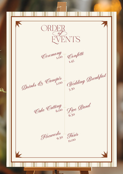Wedding Order of the Day | Foam Board Order of Events | A1 A2 A3 Personalised Wedding Timeline Sign