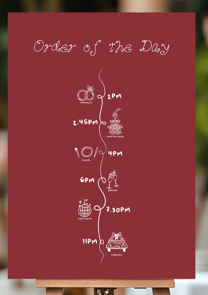 Wedding Order of the Day | Foam Board Order of Events | A1 A2 A3 Personalised Wedding Timeline Sign
