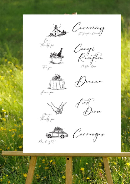 Wedding Order of the Day | Foam Board Order of Events | A1 A2 A3 Personalised Wedding Timeline Sign