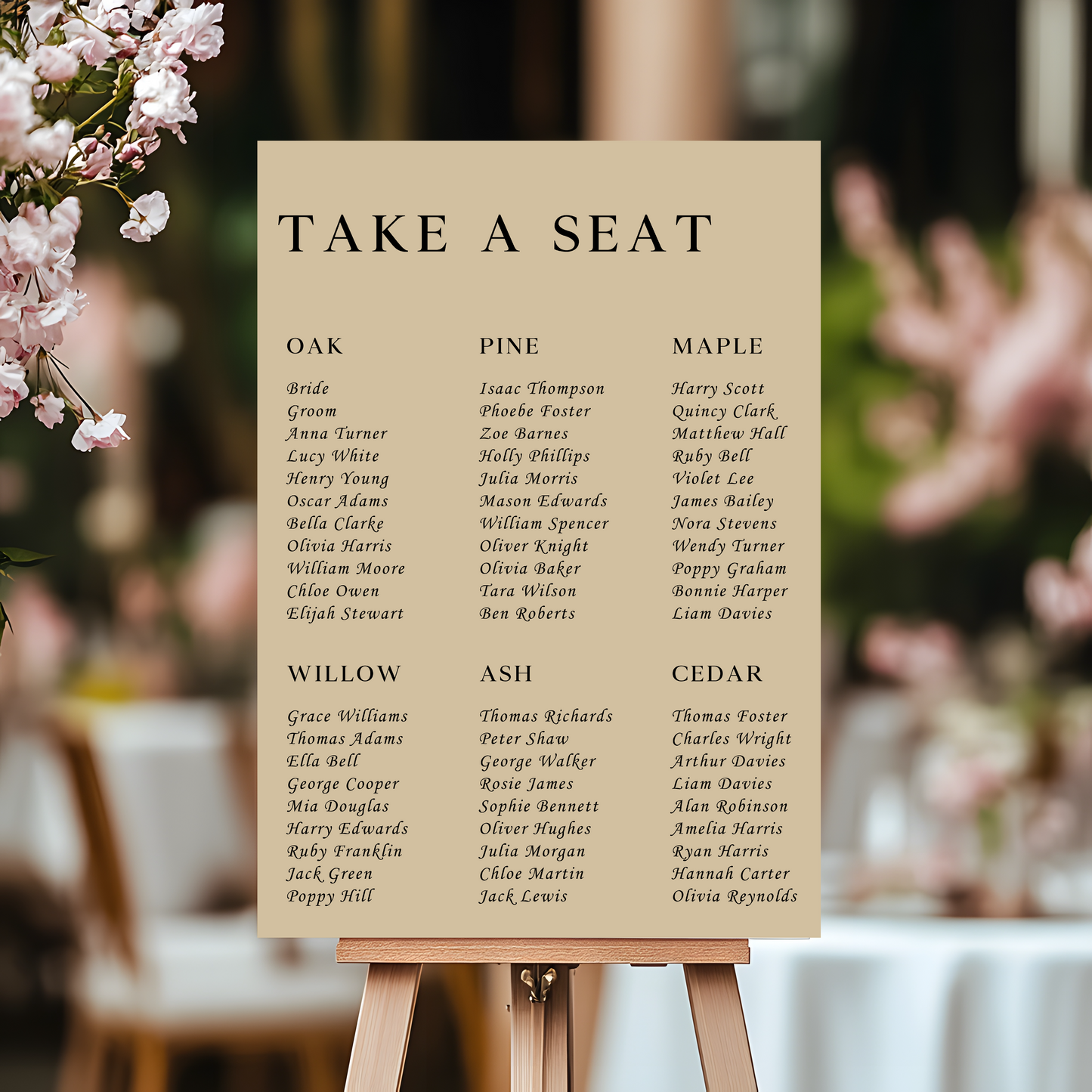 Wedding Table Plan | Printed Seating Chart | A1 A2 A3 Personalised Wedding Seat Sign