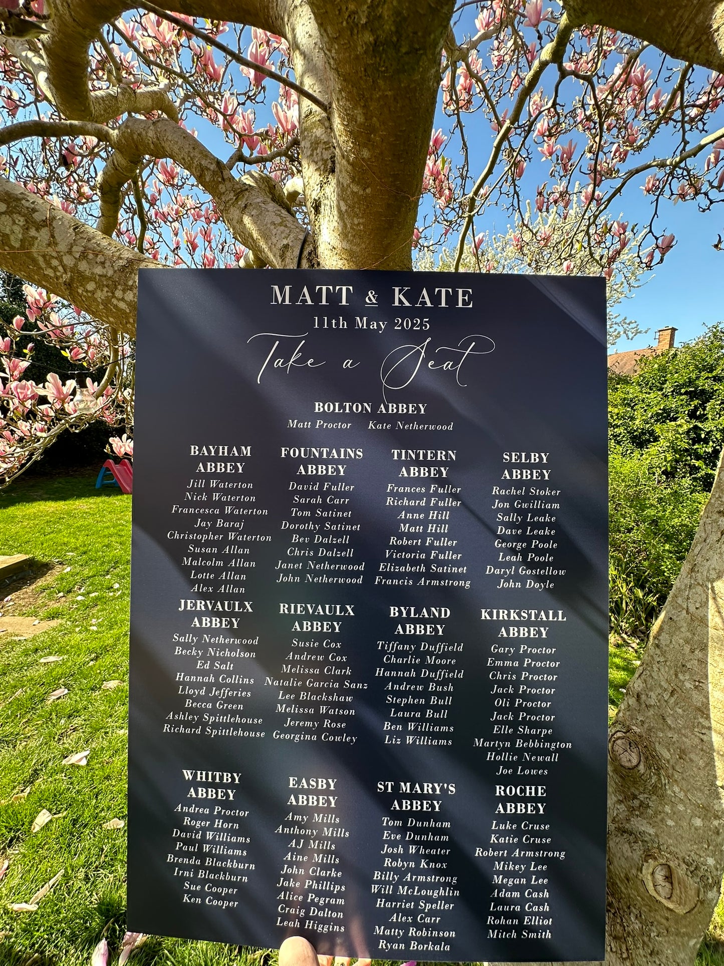 Wedding Table Plan | Printed Seating Chart | A1 A2 A3 Personalised Wedding Seat Sign