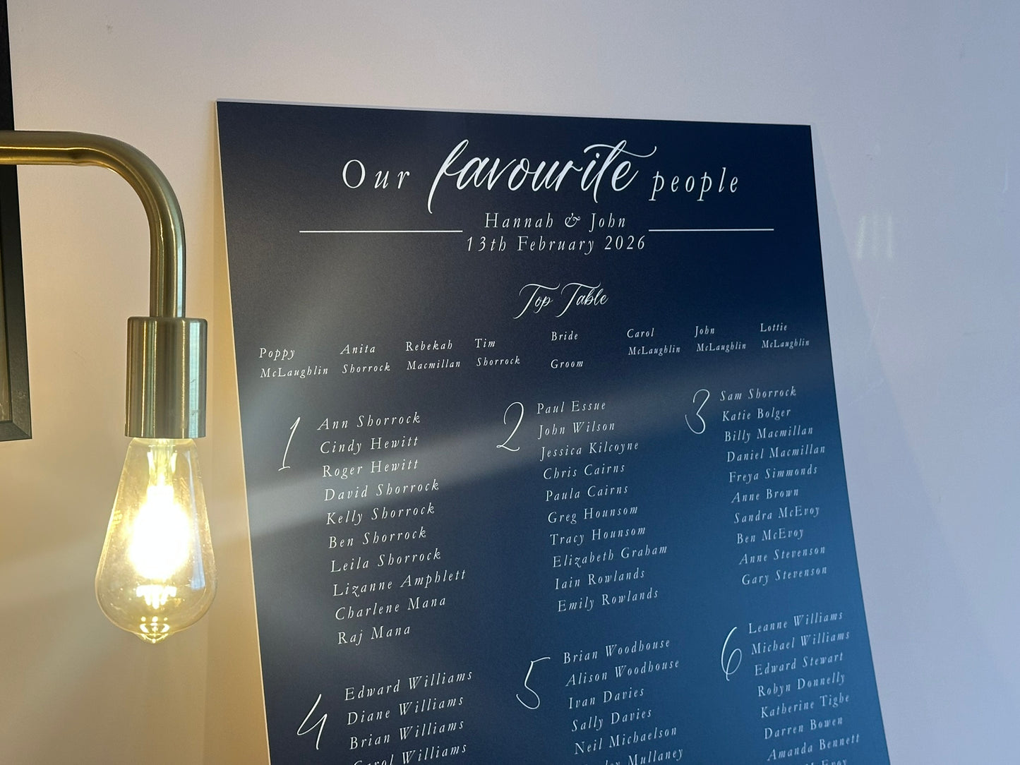Wedding Table Plan | Printed Seating Chart | A1 A2 A3 Personalised Wedding Seat Sign