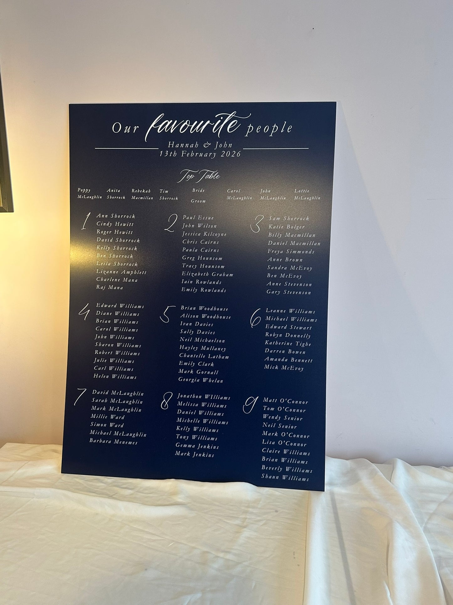 Wedding Table Plan | Printed Seating Chart | A1 A2 A3 Personalised Wedding Seat Sign