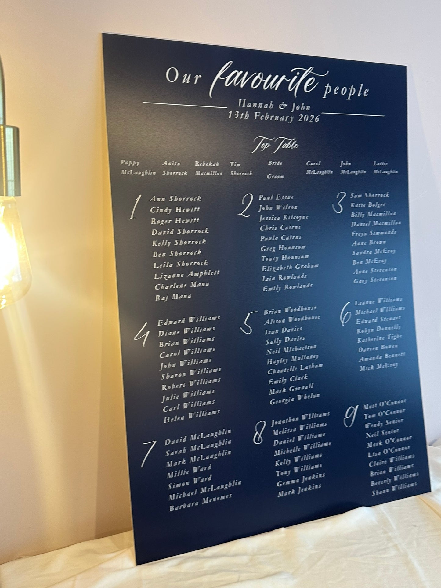 Wedding Table Plan | Printed Seating Chart | A1 A2 A3 Personalised Wedding Seat Sign
