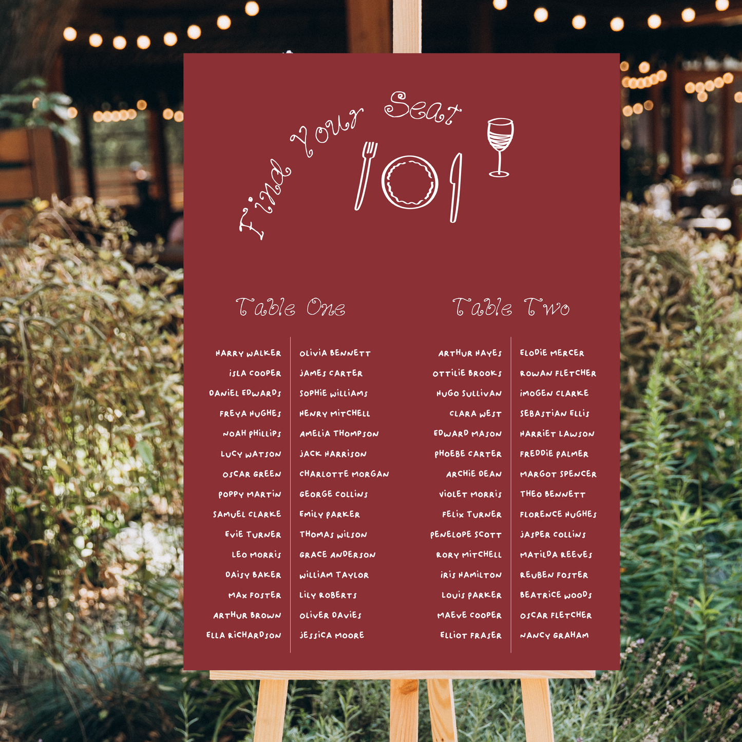Wedding Table Plan | Printed Seating Chart | A1 A2 A3 Personalised Wedding Seat Sign