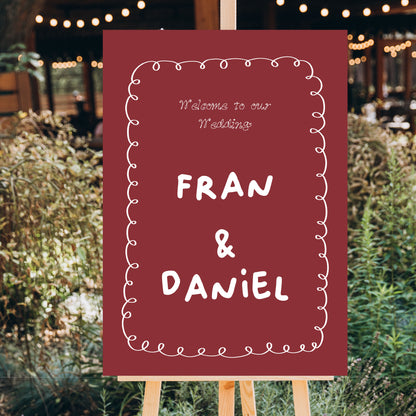 Wedding Welcome Sign | Personalised Printed Sign A1 A2 A3
