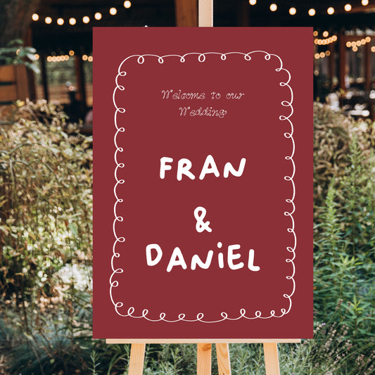 Wedding Welcome Sign | Personalised Printed Sign A1 A2 A3