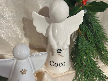 Personalised Angel Memorial Ornament: Freestanding Ceramic Remembrance Ange Paw Memorial Bauble: [Dog, Cat, Horse, Pet Remembrance]
