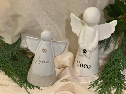 Personalised Angel Memorial Ornament: Freestanding Ceramic Remembrance Ange Paw Memorial Bauble: [Dog, Cat, Horse, Pet Remembrance]