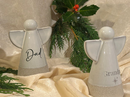 Personalised Angel Memorial Ornament: Freestanding Earthware Ceramic Remembrance Angel [Christmas Bereavement Parent Baby Loss]
