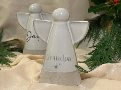 Personalised Angel Memorial Ornament: Freestanding Earthware Ceramic Remembrance Angel [Christmas Bereavement Parent Baby Loss]