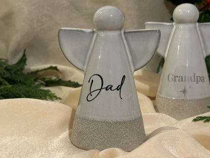 Personalised Angel Memorial Ornament: Freestanding Earthware Ceramic Remembrance Angel [Christmas Bereavement Parent Baby Loss]