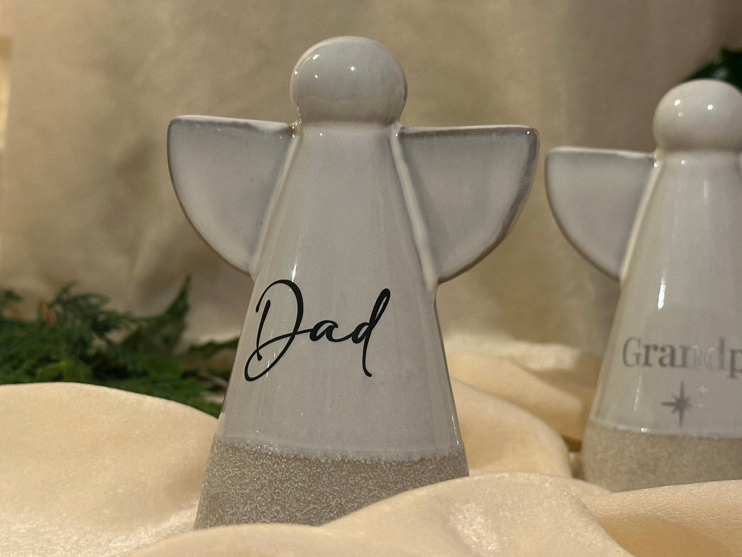 Personalised Angel Memorial Ornament: Freestanding Earthware Ceramic Remembrance Angel [Christmas Bereavement Parent Baby Loss]