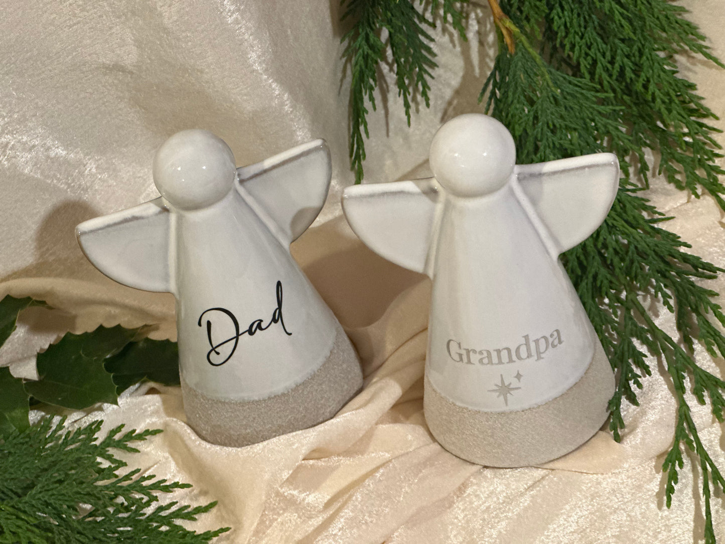 Personalised Angel Memorial Ornament: Freestanding Earthware Ceramic Remembrance Angel [Christmas Bereavement Parent Baby Loss]