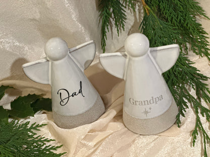Personalised Angel Memorial Ornament: Freestanding Earthware Ceramic Remembrance Angel [Christmas Bereavement Parent Baby Loss]