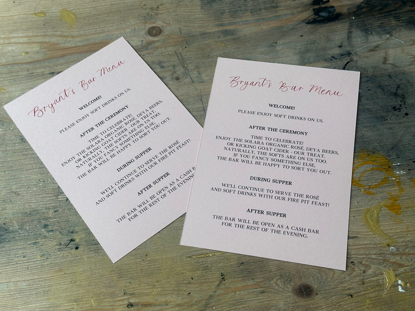 Handwritten Calligraphy Guest Name/Title Menu | A5 Personalised Printed Wedding Menu
