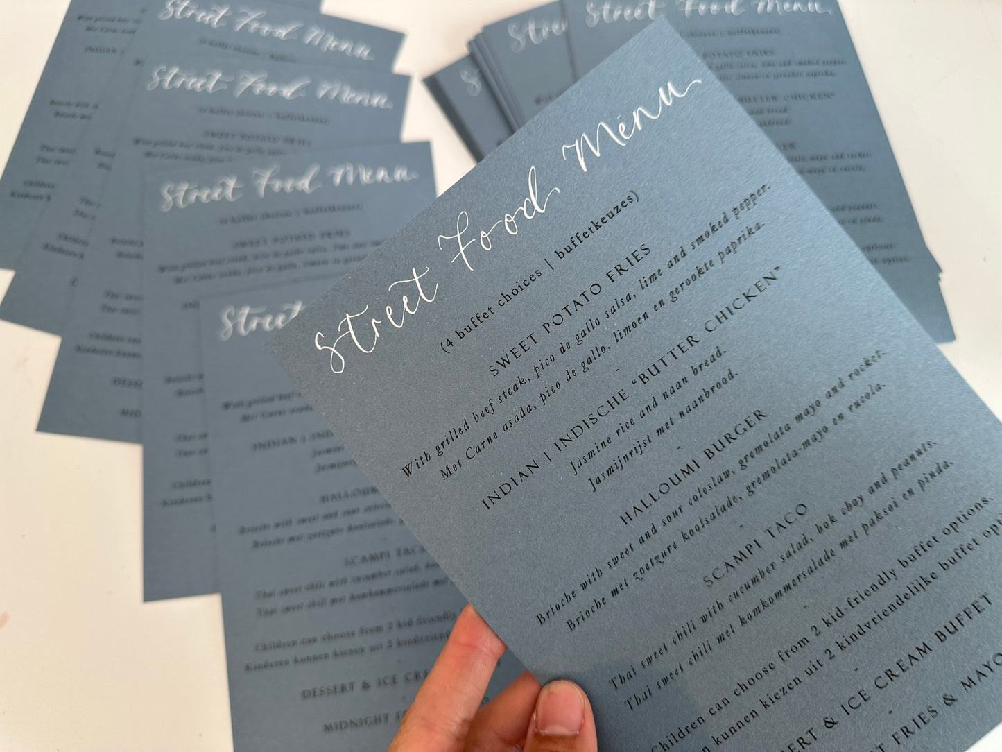 Calligraphy Title Printed Menu | Custom Printed Calligraphy Wedding Menu Card | A5 Menu Sign