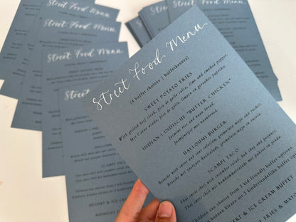 Calligraphy Title Printed Menu | Custom Printed Calligraphy Wedding Menu Card | A5 Menu Sign