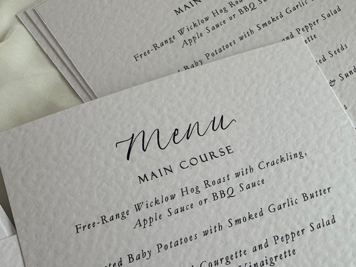 Handwritten Calligraphy Guest Name/Title Menu | A5 Personalised Printed Wedding Menu