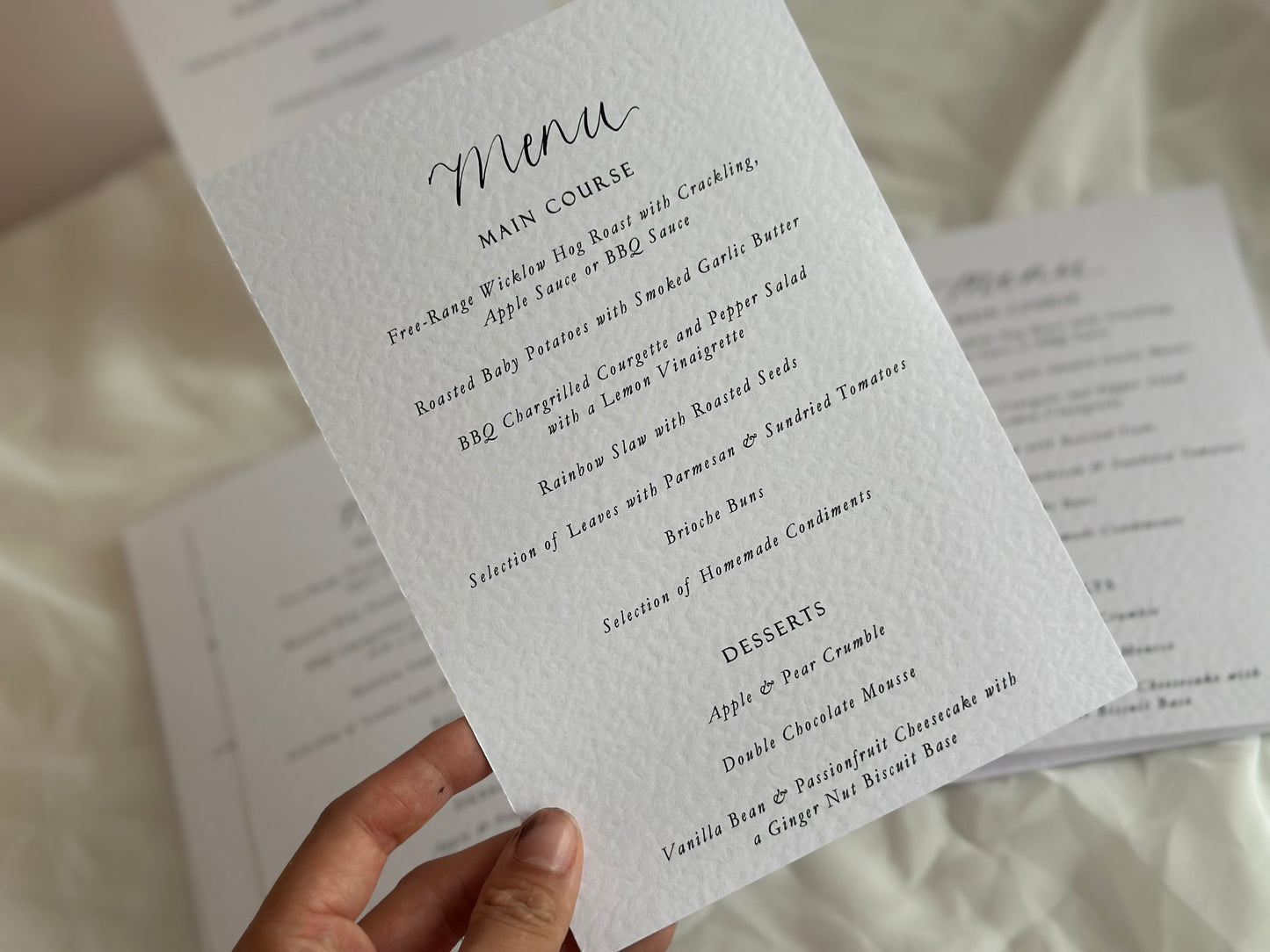 Handwritten Calligraphy Guest Name/Title Menu | A5 Personalised Printed Wedding Menu