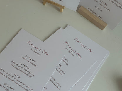 Handwritten Calligraphy Guest Name/Title Menu | A5 Personalised Printed Wedding Menu