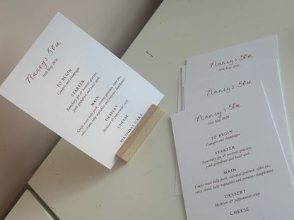Handwritten Calligraphy Guest Name/Title Menu | A5 Personalised Printed Wedding Menu