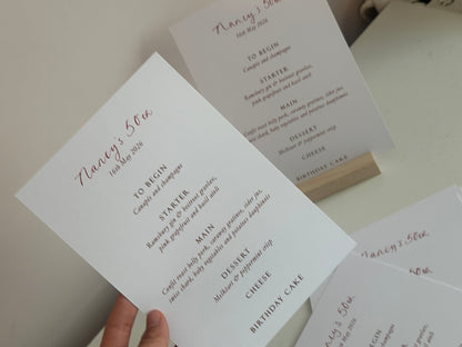 Handwritten Calligraphy Guest Name/Title Menu | A5 Personalised Printed Wedding Menu