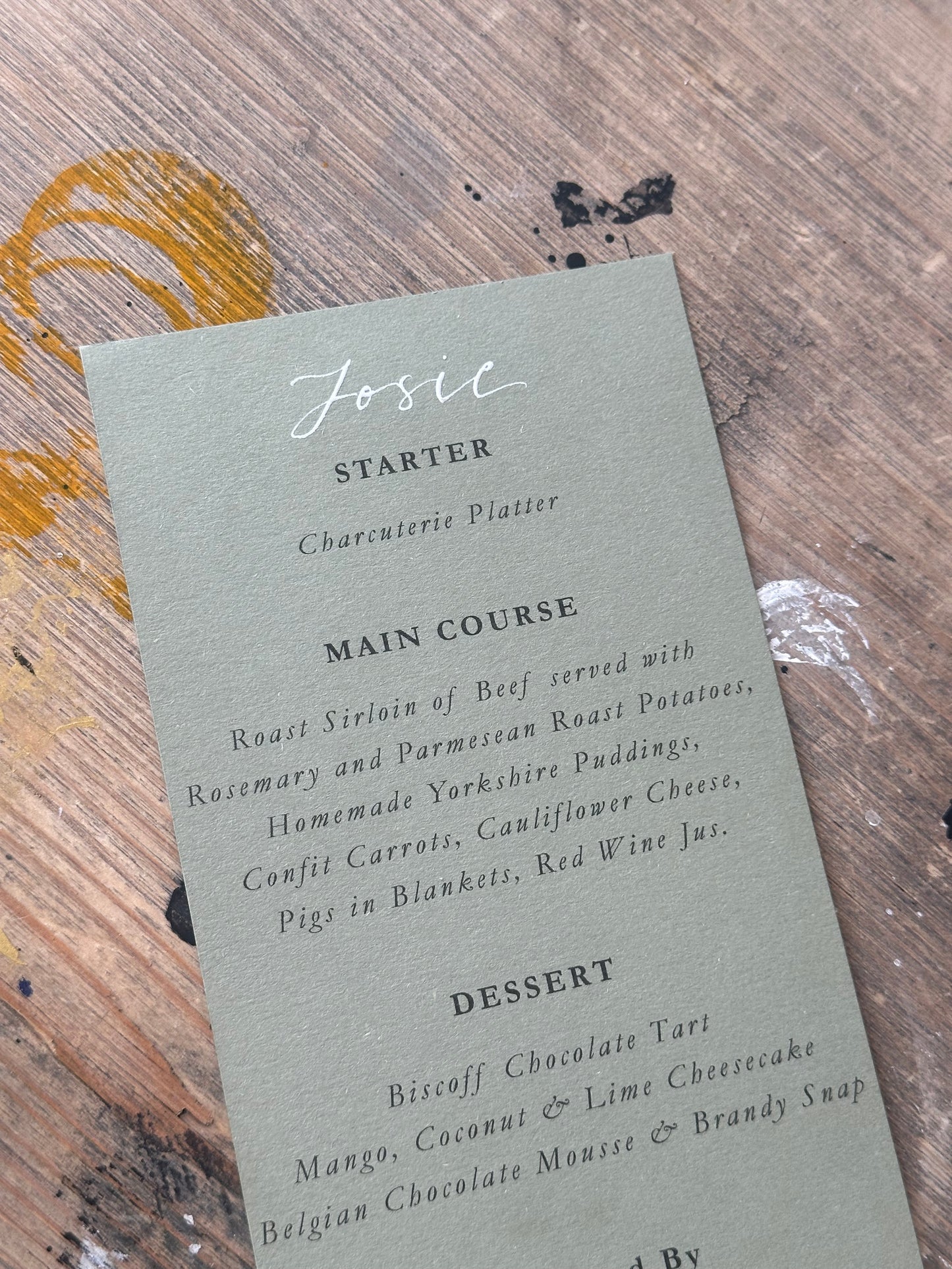 Handwritten Calligraphy Guest Name/Title Menu | A5 Personalised Printed Wedding Menu