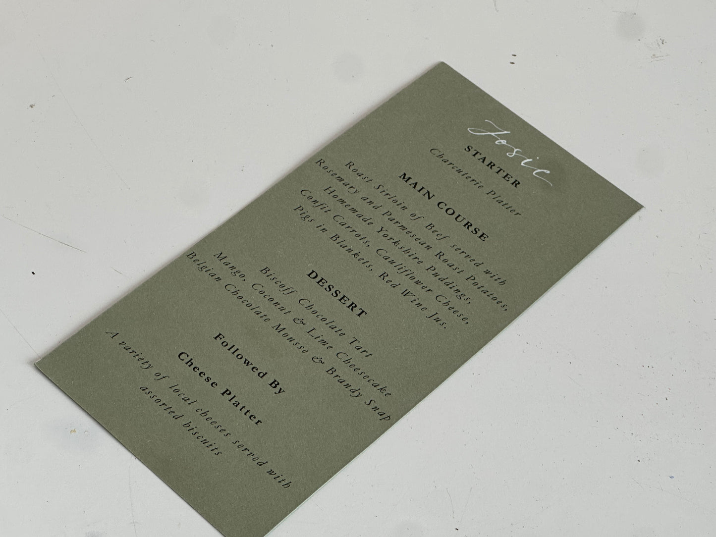 Handwritten Calligraphy Guest Name/Title Menu | A5 Personalised Printed Wedding Menu