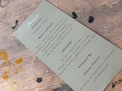 Handwritten Calligraphy Guest Name/Title Menu | A5 Personalised Printed Wedding Menu