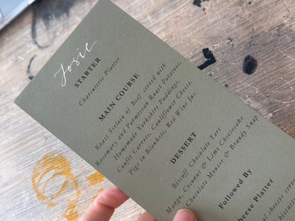Handwritten Calligraphy Guest Name/Title Menu | A5 Personalised Printed Wedding Menu