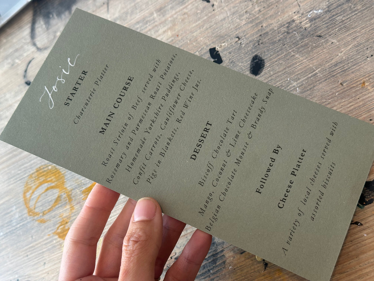 Handwritten Calligraphy Guest Name/Title Menu | A5 Personalised Printed Wedding Menu