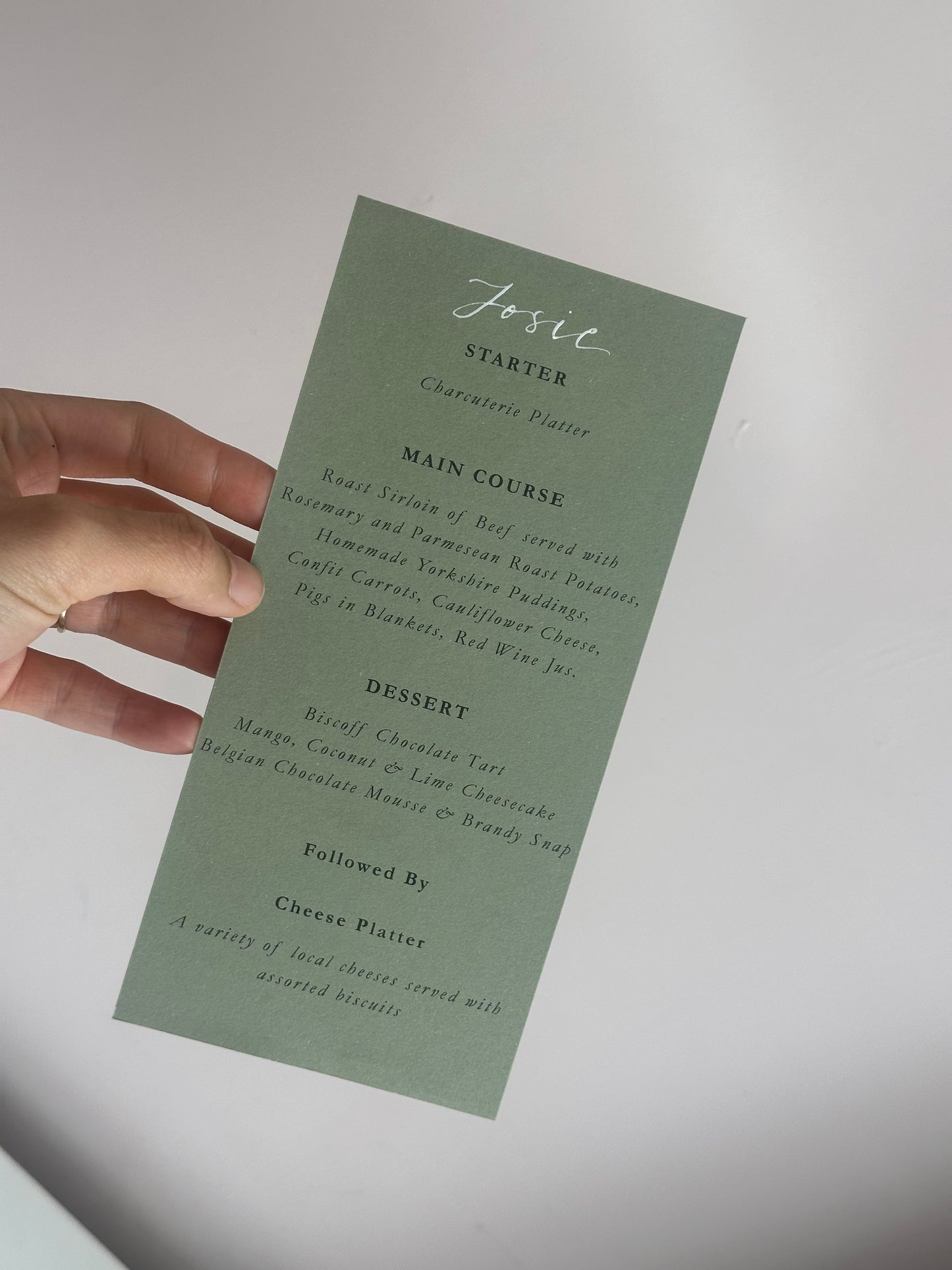 Handwritten Calligraphy Guest Name/Title Menu | A5 Personalised Printed Wedding Menu