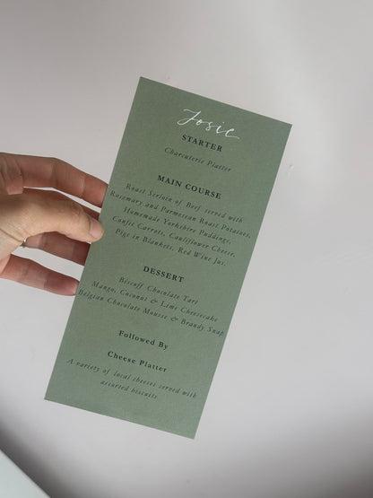 Handwritten Calligraphy Guest Name/Title Menu | A5 Personalised Printed Wedding Menu
