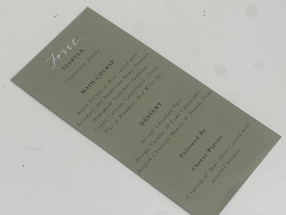 Handwritten Calligraphy Guest Name/Title Menu | A5 Personalised Printed Wedding Menu