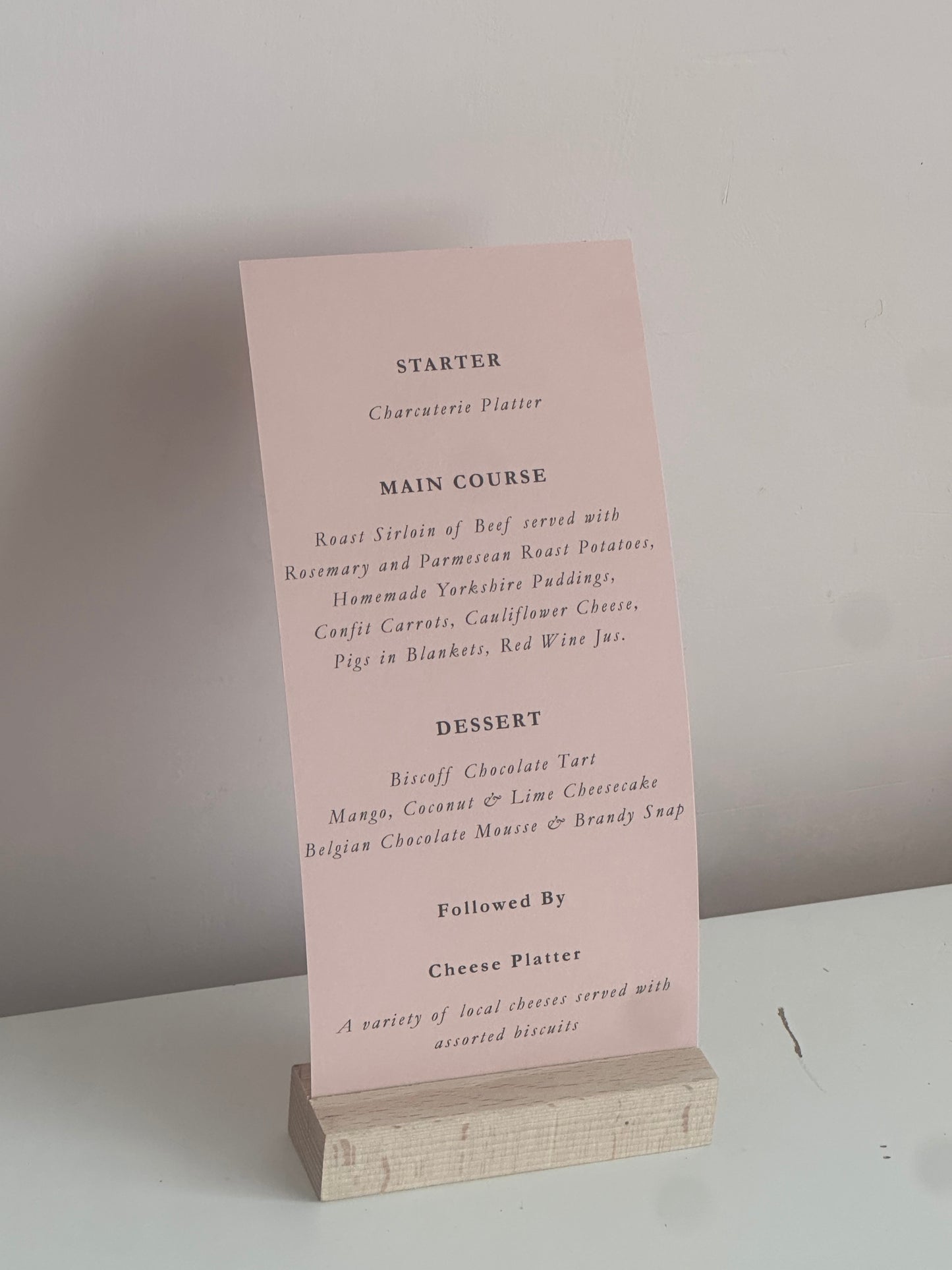Skinny Wedding Menu Cards | Personalised Printed Menu Cards
