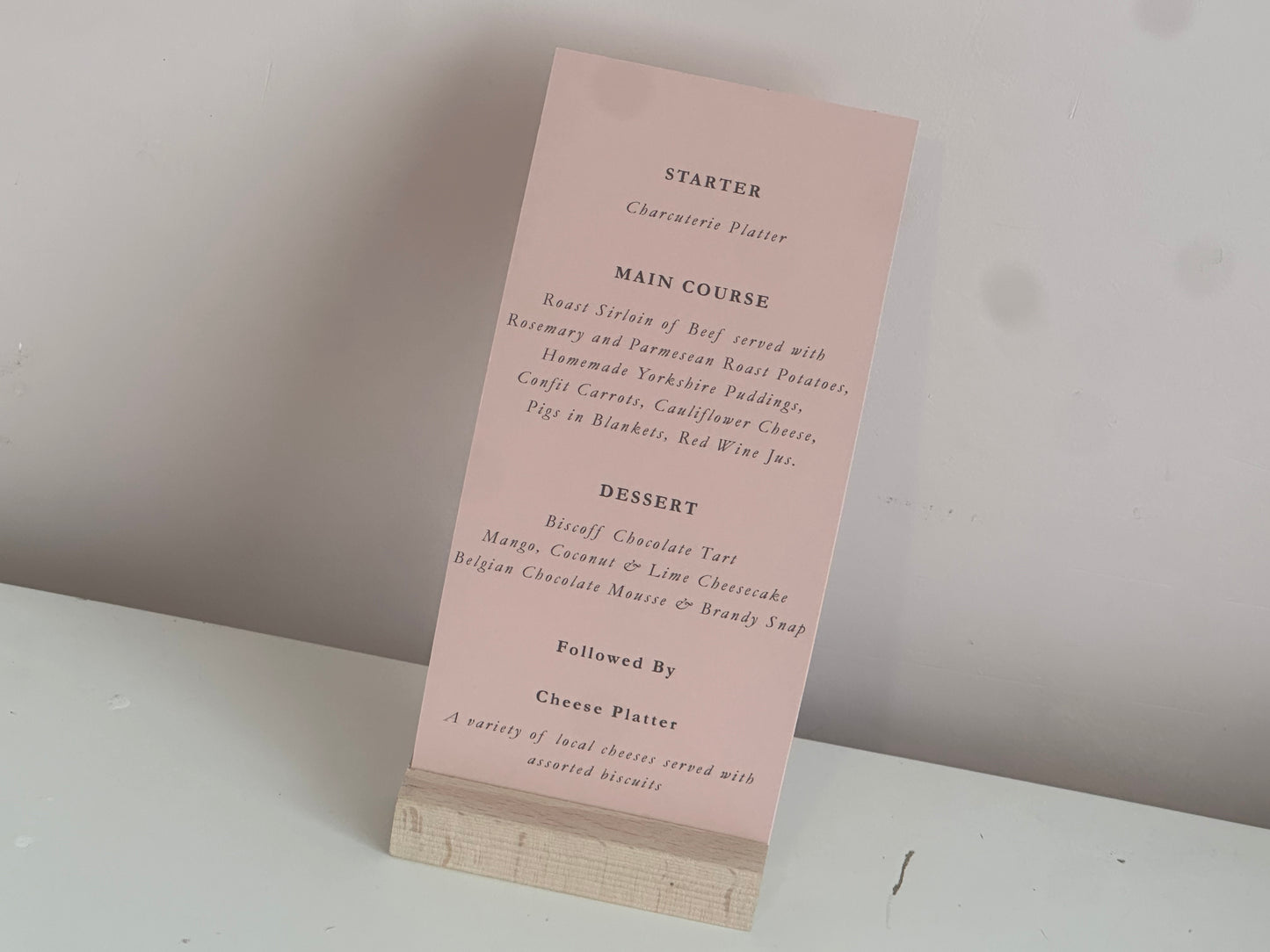 Skinny Wedding Menu Cards | Personalised Printed Menu Cards