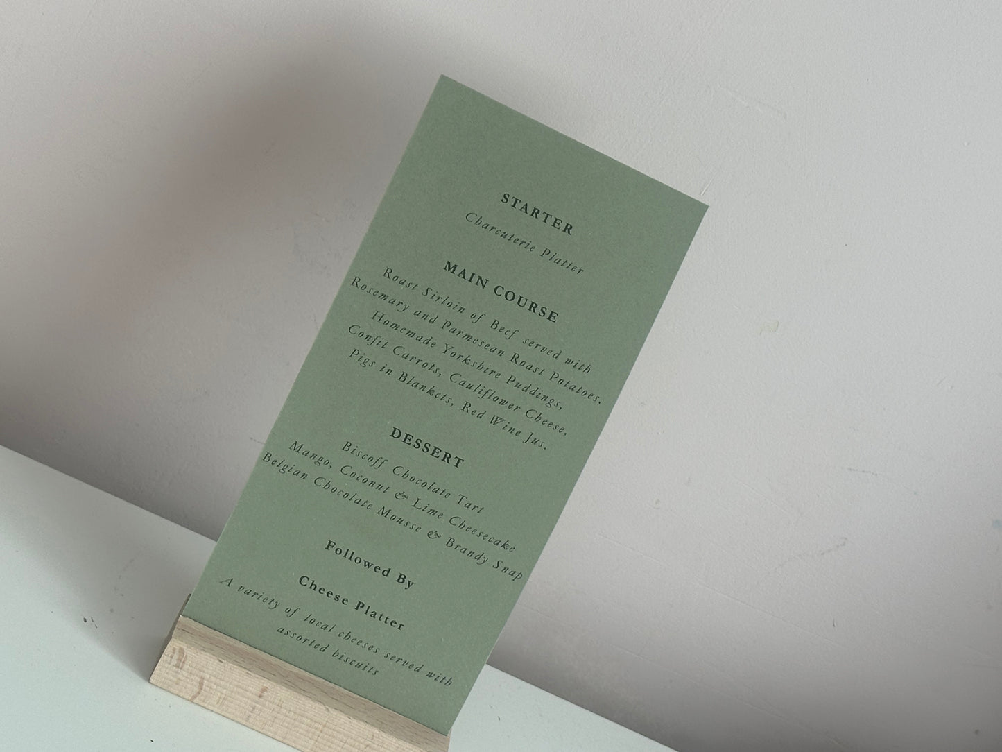 Skinny Wedding Menu Cards | Personalised Printed Menu Cards
