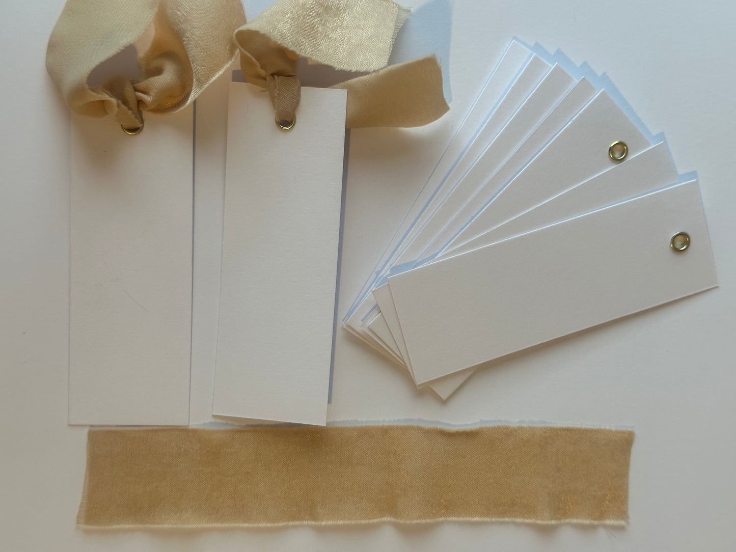 25 BLANK Nude Chiffon Ribbon Place Card with Eyelet | DIY Wedding Dinner Party Place Card, Write Your Own Place Setting