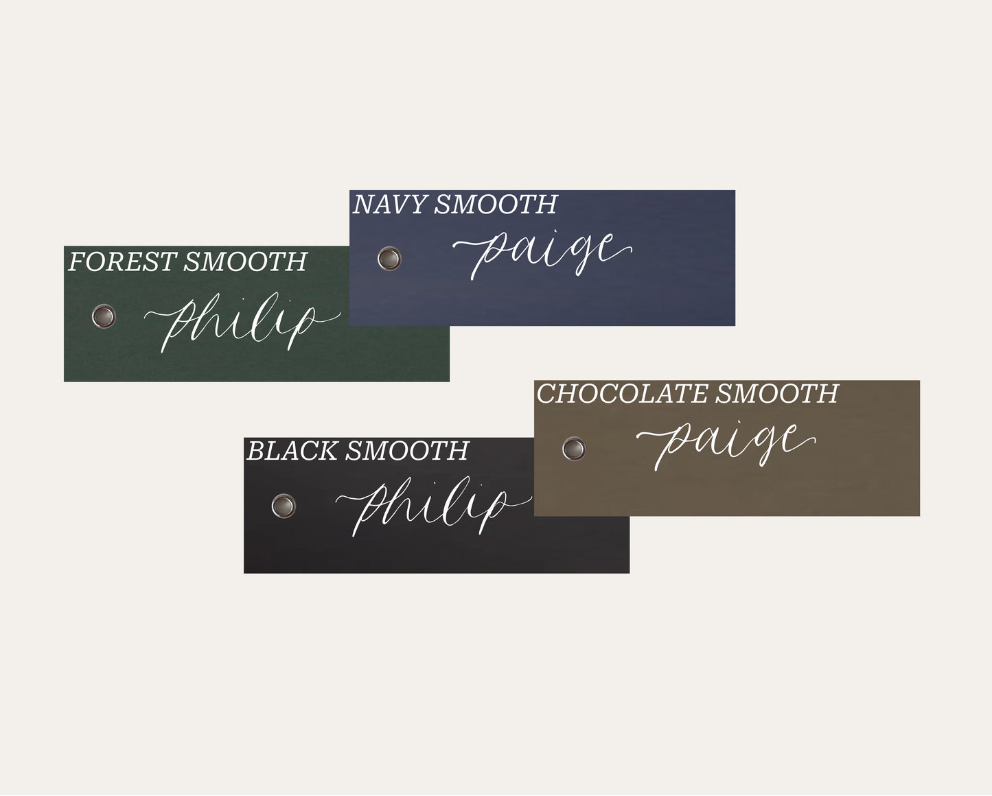 Custom Card Calligraphy Place Card with Eyelet | Dark DIY Add Own Ribbon Wedding Place Name Card