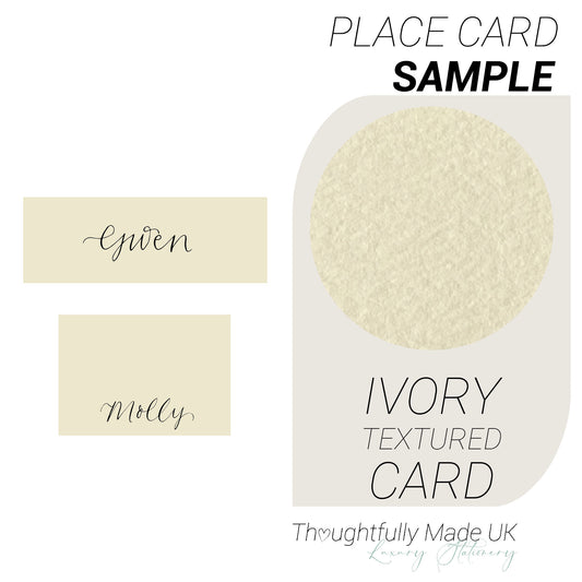 IVORY Place Card Sample | Calligraphy Wedding Place Name Card | Tented, Flat, Square