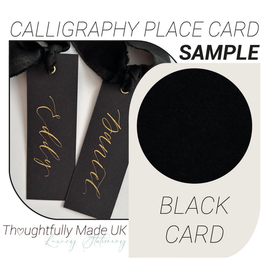 BLACK Place Card Sample | Calligraphy Wedding Place Name Card |