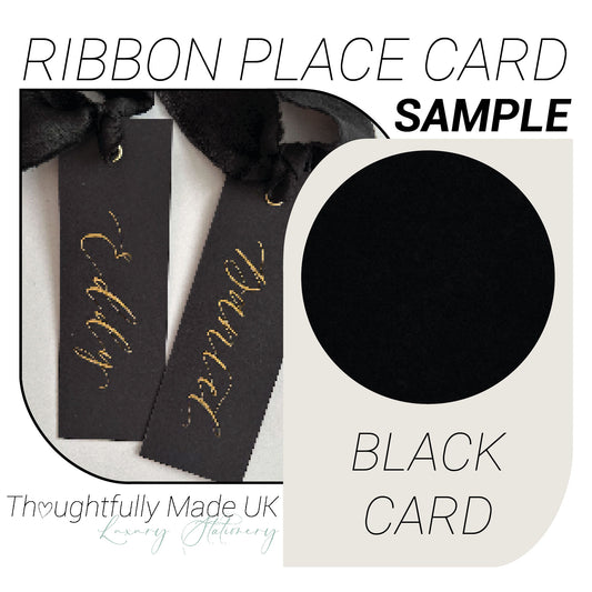BLACK Place Card Sample | Calligraphy Wedding Place Name Card |